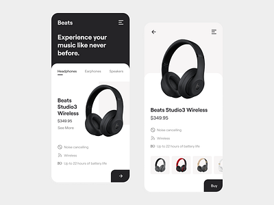 Concept App Design for Beats app app design beats black concept app concept design design headphones mobile mobile app product shopping app typography ui ux