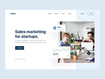 Sales Marketing Landing Page blue clean design landing page marketing product sales sales page ui ux web