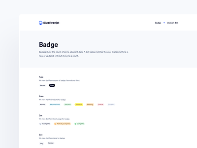 BlueReceipt’s Design System: Pangea ✶ Badge badge badge design badge design system badge system badges blue design system library product saas ui