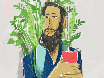 Visual Planter Man cartoon character digital painting guy illustration nature plant