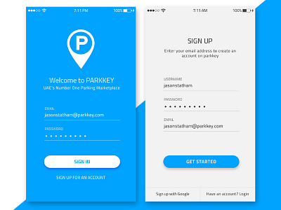 Spot Finder Login & Signup App Screen ios app login parking parking app signup