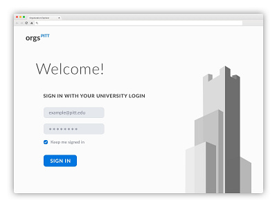 University of Pittsburgh Organization Finder Login Page app design draft draft me graphic design interface landing login main splash ui ux web
