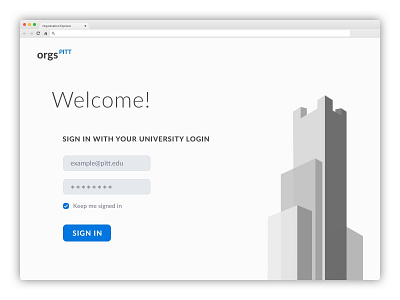 University of Pittsburgh Organization Finder Login Page