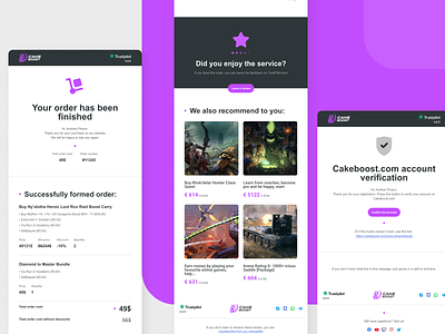 Email templates for gaming e-commerce CakeBoost. Version 2.0. design email email design email marketing email template esports gaming ui ux web design