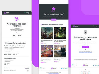 Email templates for gaming e-commerce CakeBoost. Version 2.0.