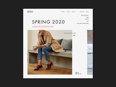 ECCO - main page redesign. collection design ecco elegant fashion light redesign shoes ui uiux uiuxdesign ux web