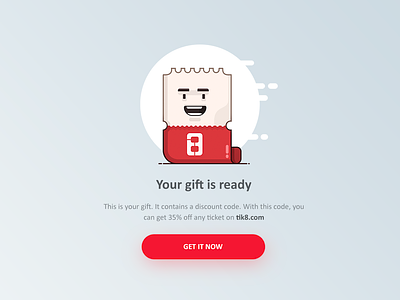 Ticket character character code discount gift illustration landing modal red ticket ui uiux ux web