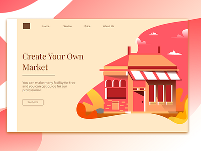 Market Landing Page Exploration illustration ilustration landing page market market place restaurant shop