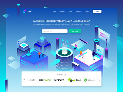 Financial Adviser Header Website collaborate collaboration finance finance business gradient gradients illustration ilustration isometric landing page website