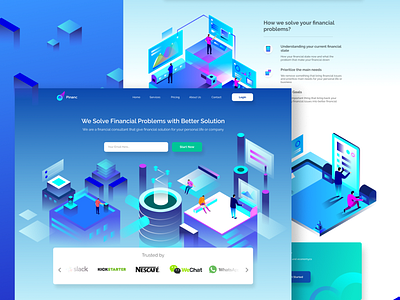 Financial Adviser Exploration financial gradient gradients homepage illustration illustrations ilustration isometric isometric illustration uidesign uipractice web design website website builder website design