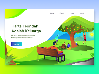 Family Gathering family family reunion fruit fun garden gradient gradients homepage icon illustration ilustration isometric landing page landing page play playing ui web design website