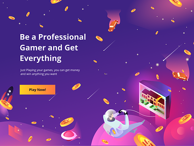 Professional Gamers Exploration astronout coin dollar galaxy gradient gradients homepage icon illustration ilustration isometric landing page money rocket ui web design website