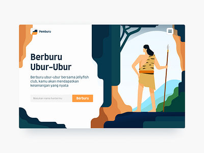 Hunting Landing Page Exploration ancient forest forests gradients hunter hunters hunting illustration ilustration landing page mountain web design