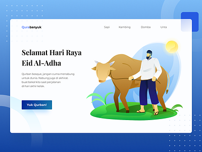 Ied Al-Adha Landing Page animal cow gradient gradients illustration ilustration landing page plants