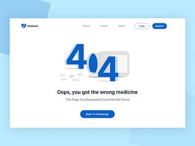Healcare 404 Page 404 404 error page 404 page design doctor health homepage illustration ilustration medicine website