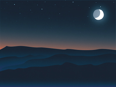 Before Deep Night horizon illustration landscape moon sky