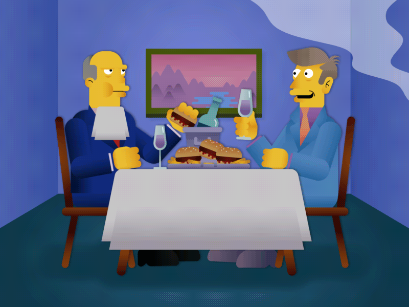 Steamed Hams animated animation flat illustraion steamed hams the simpsons