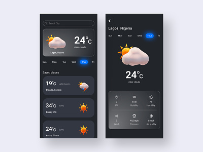 Weather app UI abstract app brand business concept creative dark design figma mobile mode typography ui ux weather