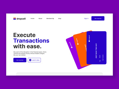 Dropcell UI business color design finance hero landing page section typography ui ux web