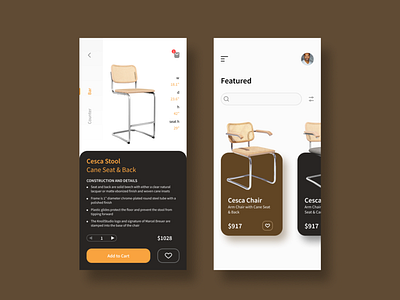 chairs mobile app app app design black brown chairs colors dailyui design typography ui uidesign ux vector