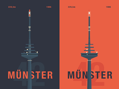 "Münster 42" – TV Tower attraction color flat illustrator muenster münster münster 42 tower tv tower vector