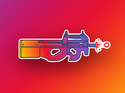 #instagun bitpunk bullet gradient gun illustration illustrator instagram like love p90 sticker vector