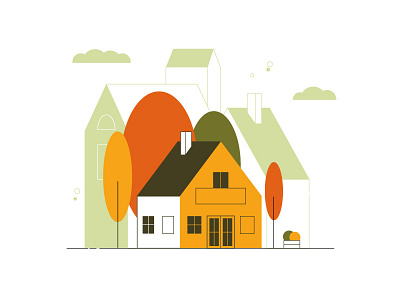 Autumn house design flat house illustration vector