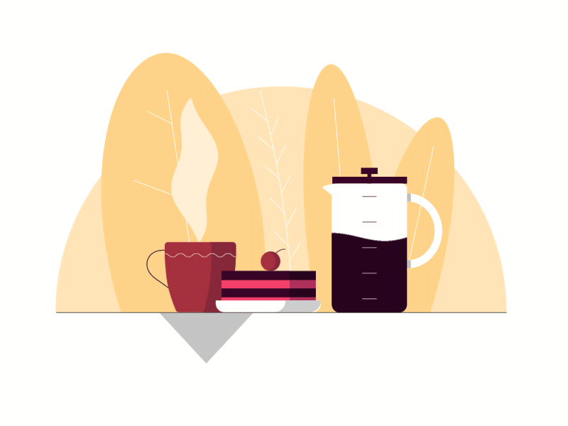 Coffee time animation coffee design flat illustration vector