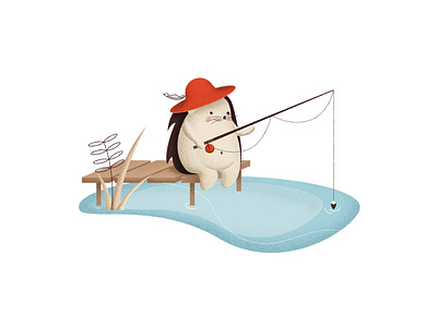 Cute fisherman character childrens illustration illustration vector