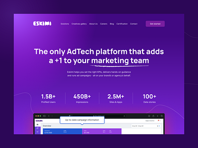 Eskimi - Landing Page Redesign b2b interface layout minimal modern ui ux web design website