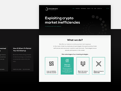 Exorior Capital - Landing Page blockchain branding cryptocurrency dark ui design interface minimal modern technology ui ux web design website website design