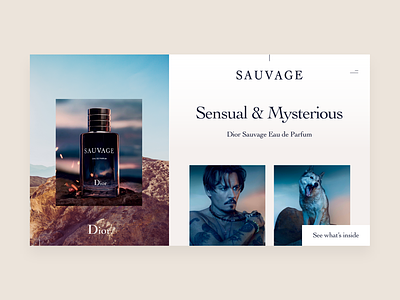 Dior Sauvage Shopping Experience — Perfume Page e-commerce identity landing page minimal perfume typography ui ux web design website