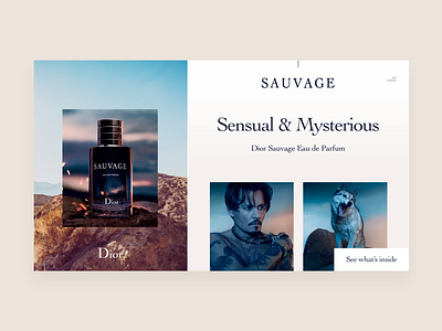 Dior Sauvage Shopping Experience — Perfume Page e commerce identity landing page minimal perfume typography ui ux web design website