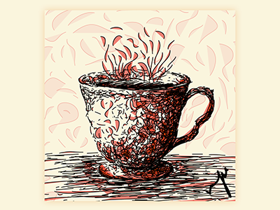 Cup Of Tea cup day design good hot morning red starter swirls tea