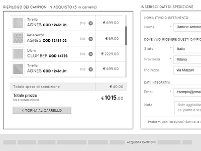 Checkout step wireframe