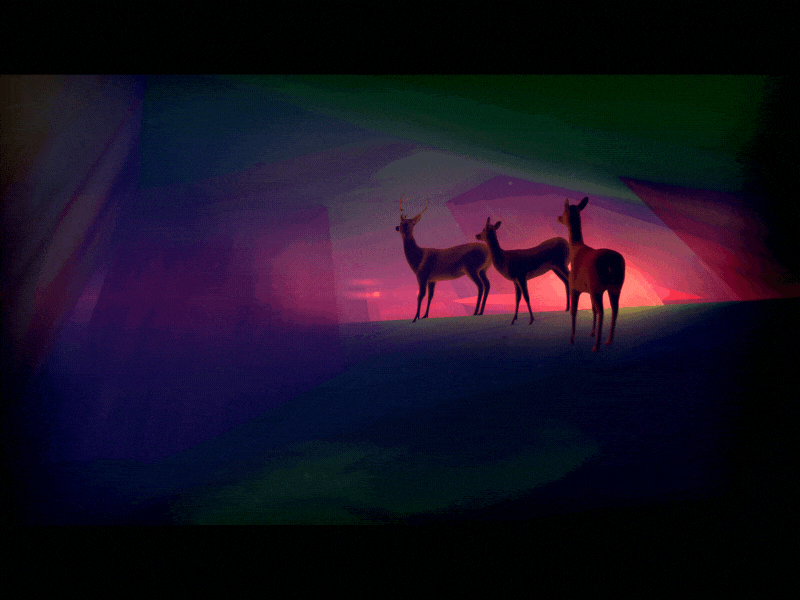 Crystalized Happiness 2d 3d animation colorful deer digital art dream gif light nature