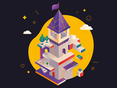 TownHall illustration indificum isometric illustration it company town hall vector