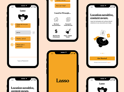 Lasso app art branding clean design flat minimal ui ux vector