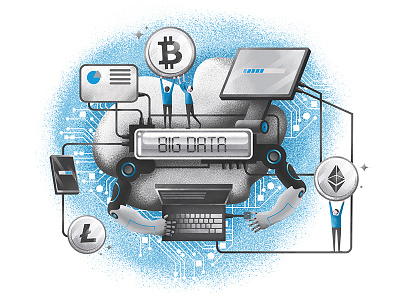 Big Data art bitcoin business crypto currency illustration