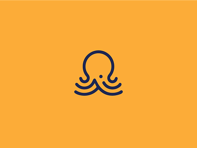 Octopus Waves Icon animal branding icon lines logo mark octopus sea vector waves