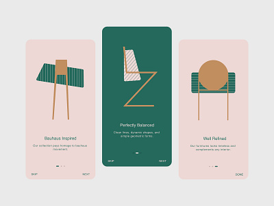 Bauhaus Inspired Furniture Mobile App android app bauhaus branding design illustration minimalistic ui uidesign ux uxdesign