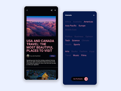 Blog App Design android app blog canada design interests ios magazine news newspaper travel ui uidesign usa ux uxdesign