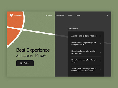 Tennis Tournament Website news sports tennis tennis tournament ticketing ui uidesign ux uxdesign