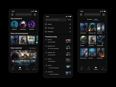 Game Streaming App app ios ui uidesign ux uxdesign