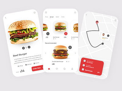 Fast Food Application UI app design application burger delicious delivery app design fast location app minimal mobile modern online shop pizza shop ui uidesign