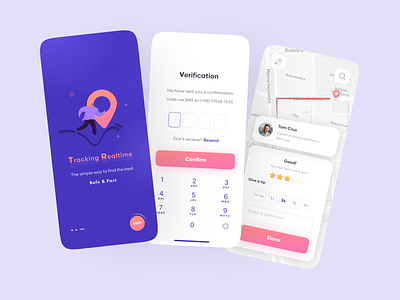 Taxi Booking App blue car drive driver driving illustration location logo map minimal mobile modern online signup star taxi trend ui vehicle