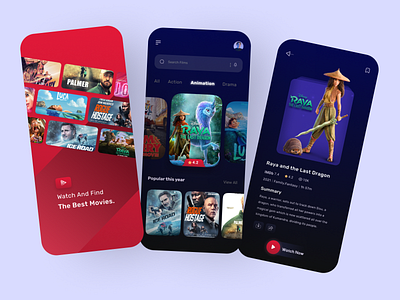 Streaming Movie UI App actor animation app blue design film graphic design illustration logo minimal mobile modern movie online splash stream streaming trend ui