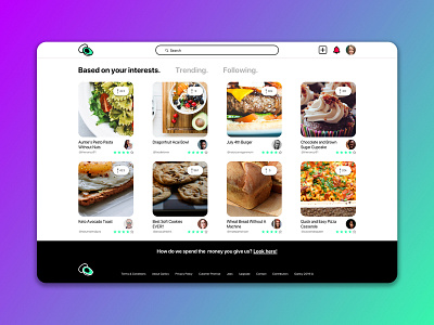 Recipe Web App interface design product design ux ux ui web app