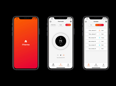 Smart Thermostat Concept ios mobile app product design smarthome ui user inteface