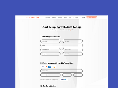 Mozenda Payment User Experience interface design payment form product design ui user experience user inteface user interface web app